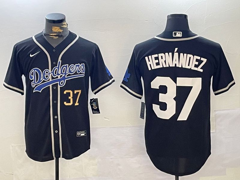 Men Los Angeles Dodgers #37 Hernandez Black Game 2024 Nike MLB Jersey style 11219